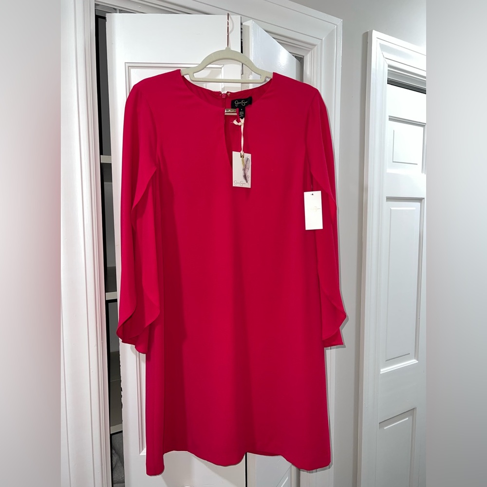 NWT Jessica Simpson Vibrant Pink Flutter Sleeve Cocktail Dress